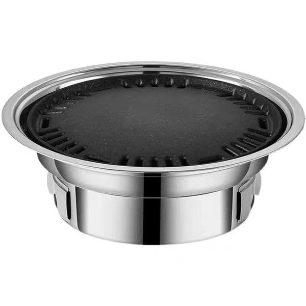 Portable Stainless Steel Charcoal Grill - Non-Stick Korean BBQ - 35 cm