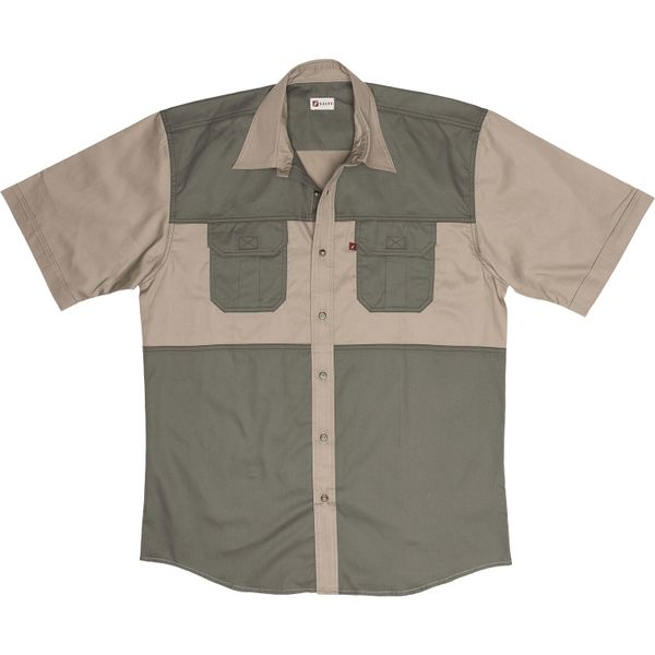 Salty - Two Tone Bush Shirt - Khaki &amp; Olive