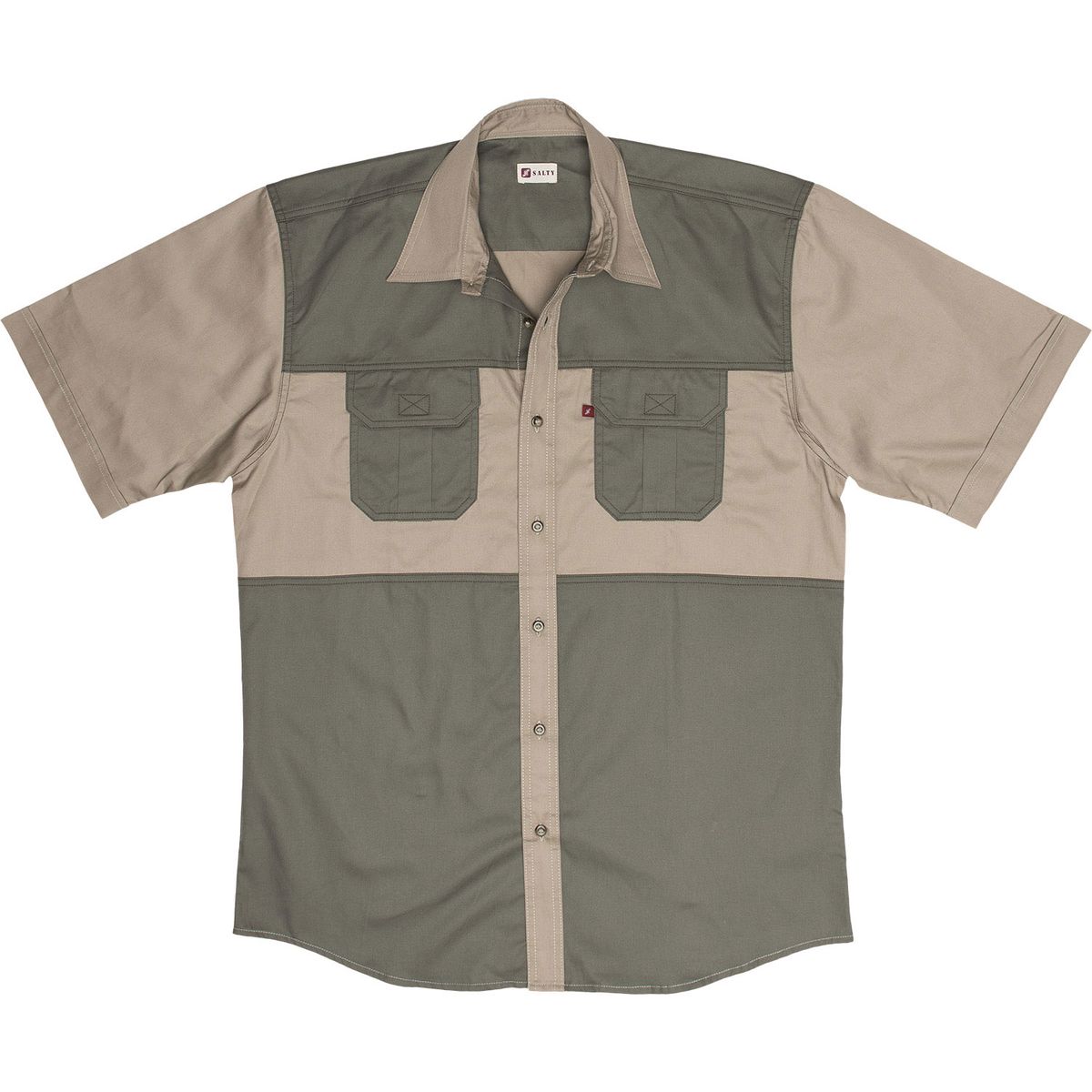 Salty - Two Tone Bush Shirt- Khaki & Olive - Khaki & Olive - S | Shop ...