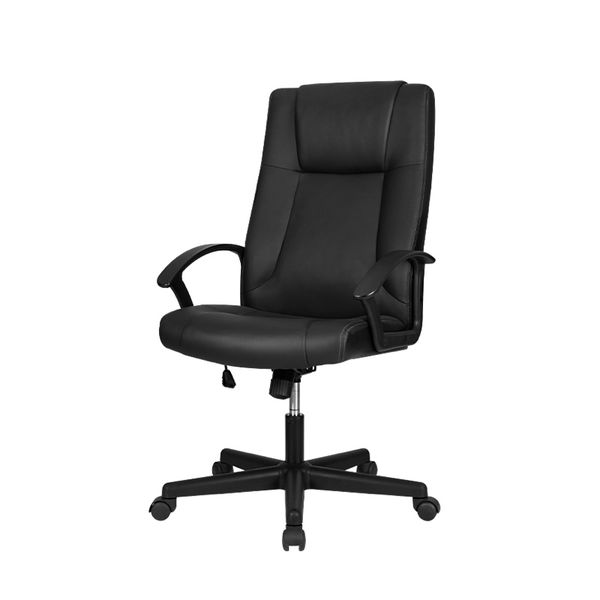 Deli Black Leather Office Executive Chair 600x720x1070-1160mm