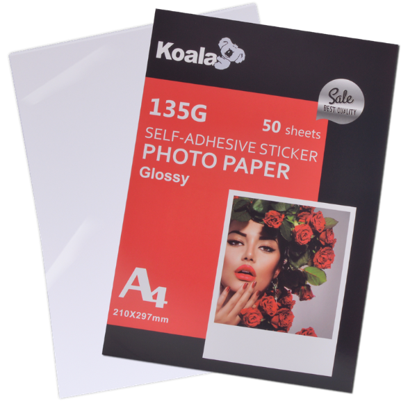 Koala A4 Self Adhesive Gloss Photo Paper 135gsm - 50 Sheets
