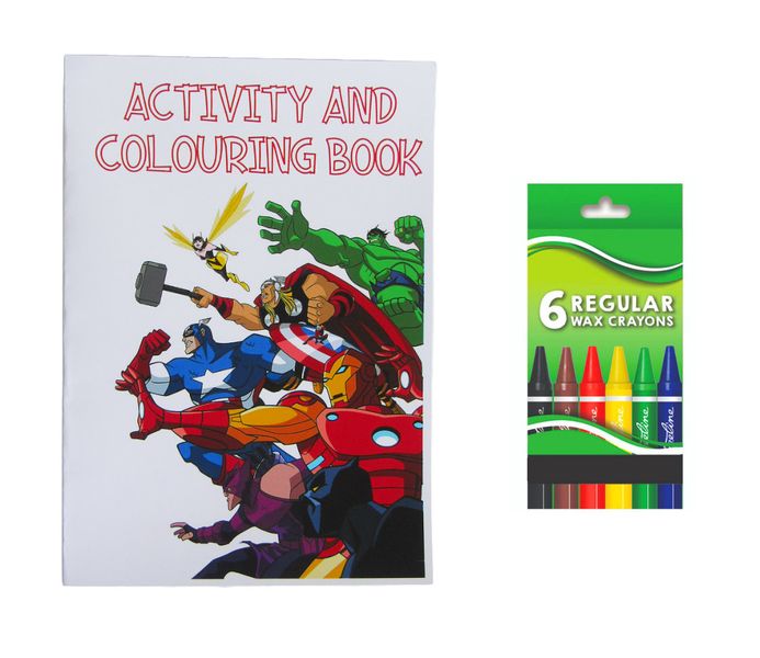 Avengers Activity and Colouring Book A5 plus 6 Wax Crayons - Set of 5