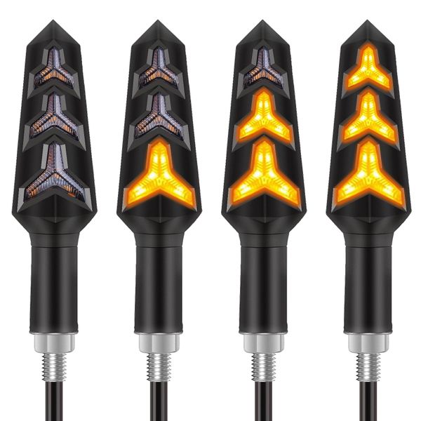 4PCS 12V Flowing LED Motorcycle Turn Signal Lights Y Shape, IP65 Waterproof