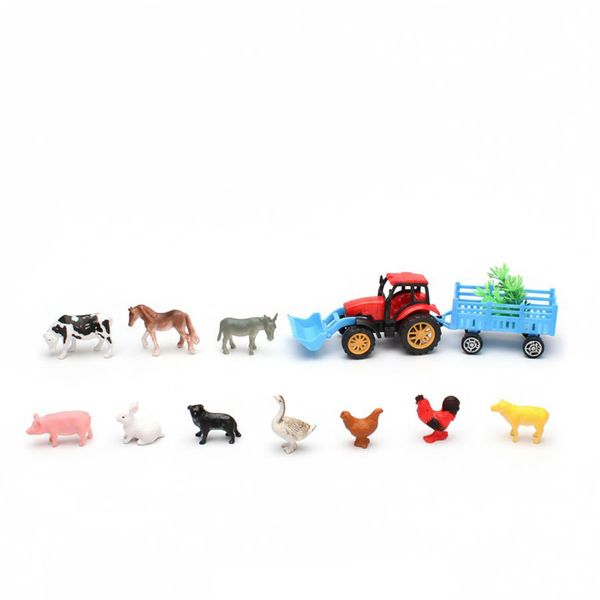 Mini Happy Farm Animals &amp; Tractor Set - Educational Toy