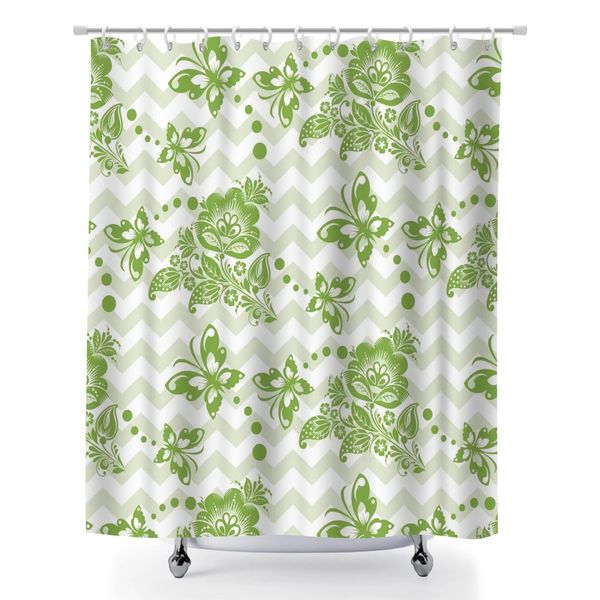 Leaf Pattern Bath Curtain for Bathroom, Quick Drying Fabric Shower Curtain