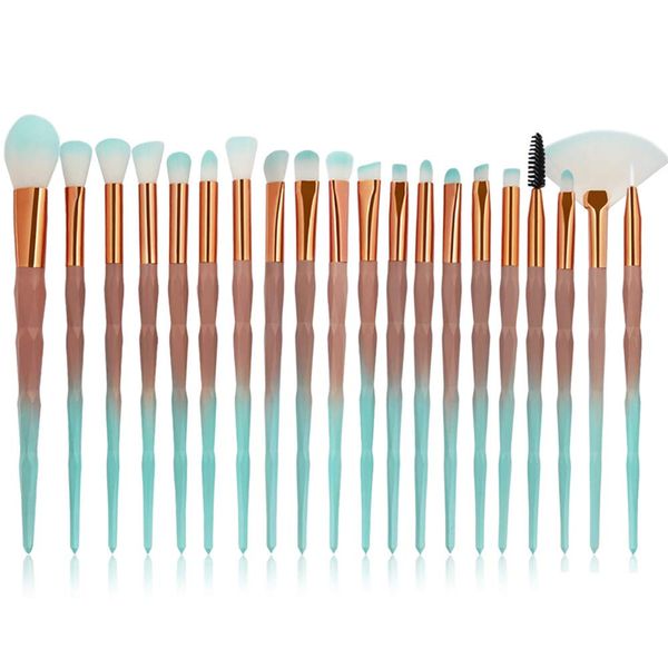 20 Piece Facial Make Up Synthetic Brush Set - Gradient Nude &amp; Terquise