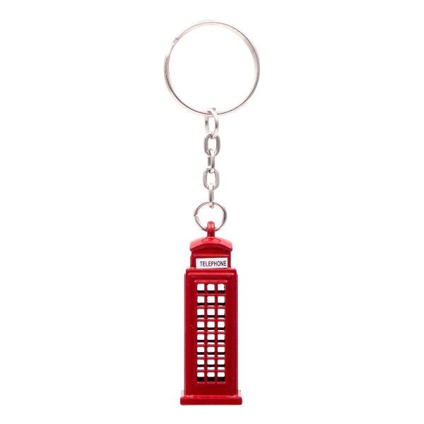 1 Piece - Mini London Telephone Booth Keychain - Red