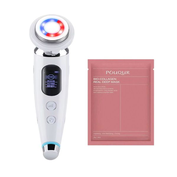 7-in-1 EMS LED Facial Device | Hot &amp; Cold Therapy with Bio-Collagen Mask