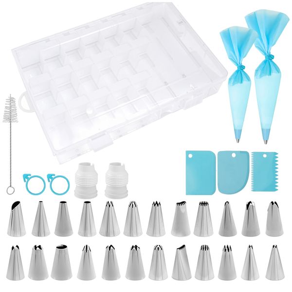34 Piece Piping Bags and Tips Set, Cake Decorating Supplies Kits for Baking