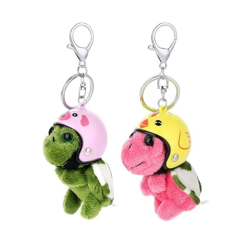 2 Pieces Cute Turtle Plush Pendant Keychain with Hat