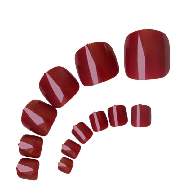 1 Pack- Press-On Pedicure Nails with Adhesive Tabs &amp; Nail File- Red