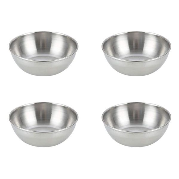 4Pcs Stainless Steel Sauce Dishes Round Seasoning Dishes Sushi