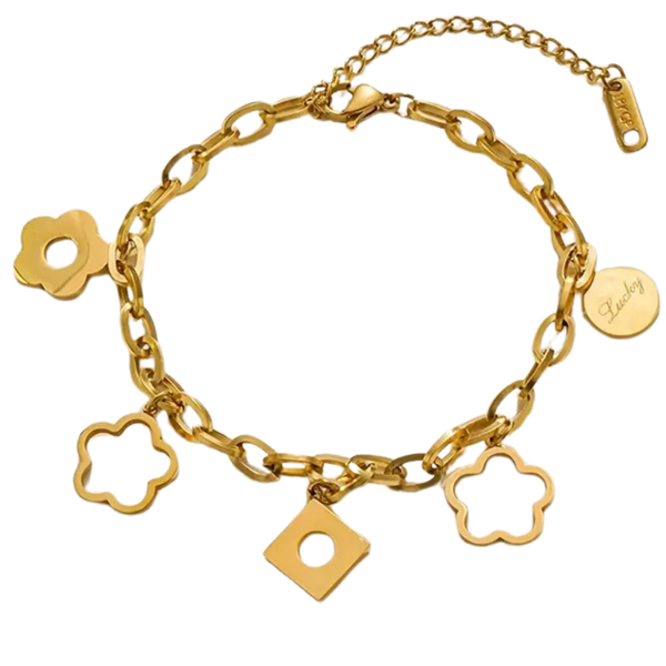 Urban iKon Clover Pendant Cuban Chain Bracelet