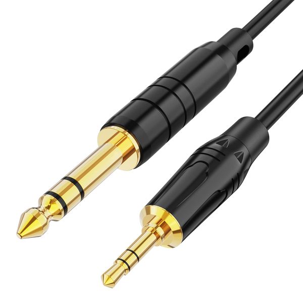 QYNIAL 3.5mm to 6.35mm / 6.5mm Audio Cable 1m Aux TRS Male to Male Cord 1Pc