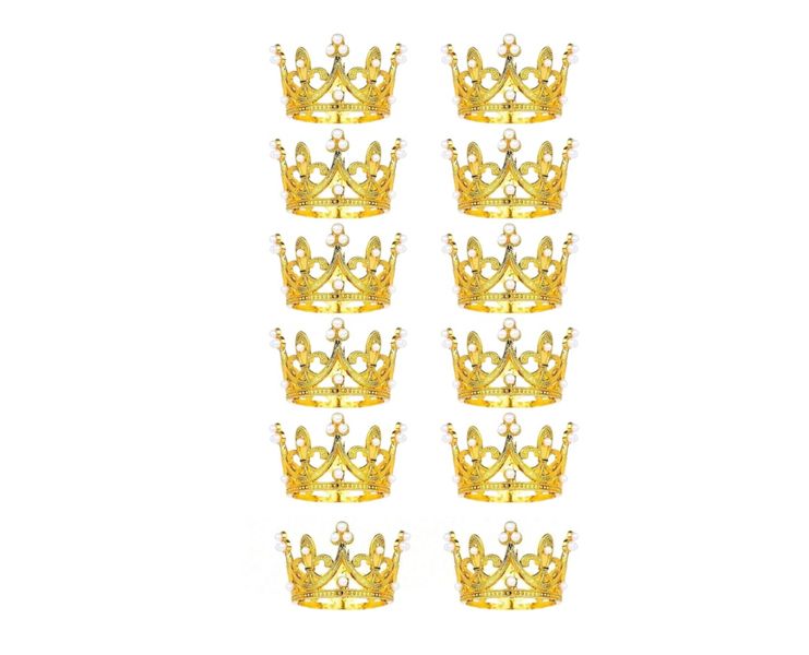12 Pack - Mini Fleur-de-Lis Cake Crown - Gold