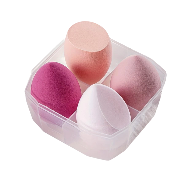 4 Beauty Blenders, Foundation Sponge for Liquid Cream Powder with Dust Box