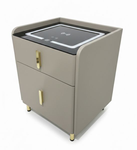 Intelligent Bedside Table with Rechargeable Storage &amp; Wireless Charger