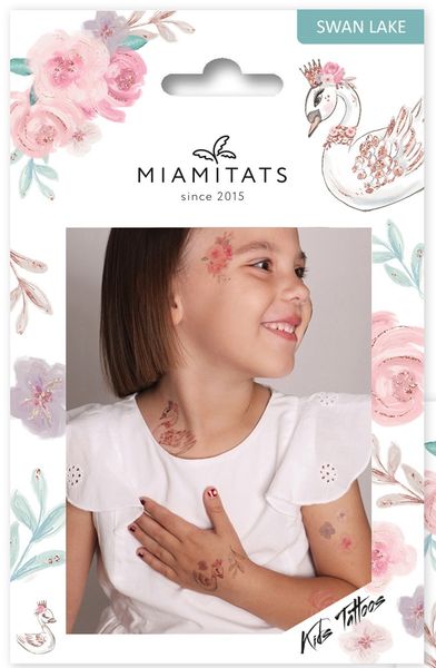 Miamitats Kid's Temporary Tattoo SWAN LAKE (12 Tattoos)