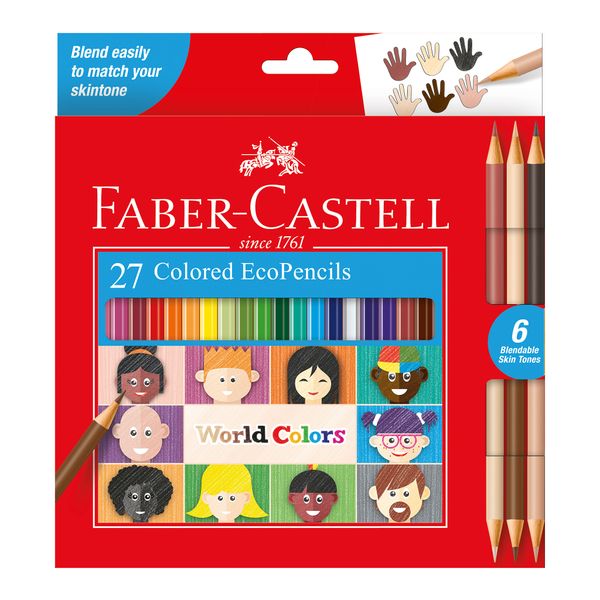 World Colours Eco Wood Pencils With Blendable Skin Tones 27'S Assorted