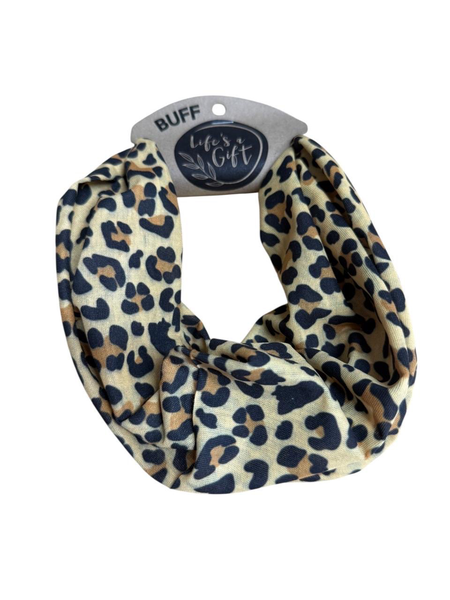 Neck Gaiter - Brown &amp; Black Shapes on Light Yellow