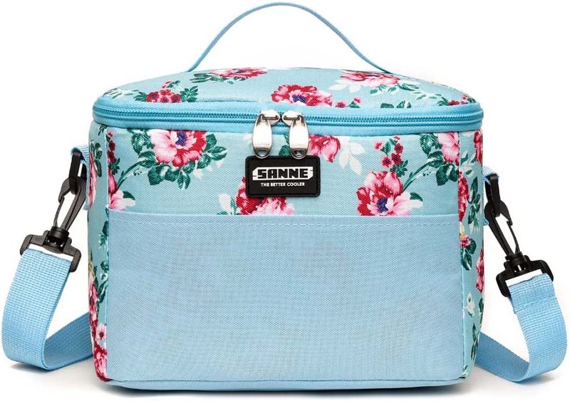 Sanne - Oxford Cloth Rectangular Floral Print Insulated Cooler Bag Lunch Bag