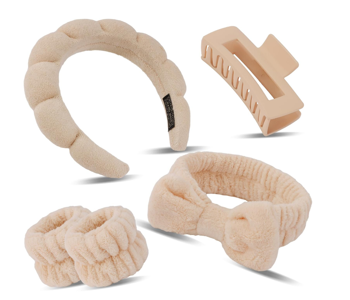 Khaki Hairband And Hairpin Wristband Set