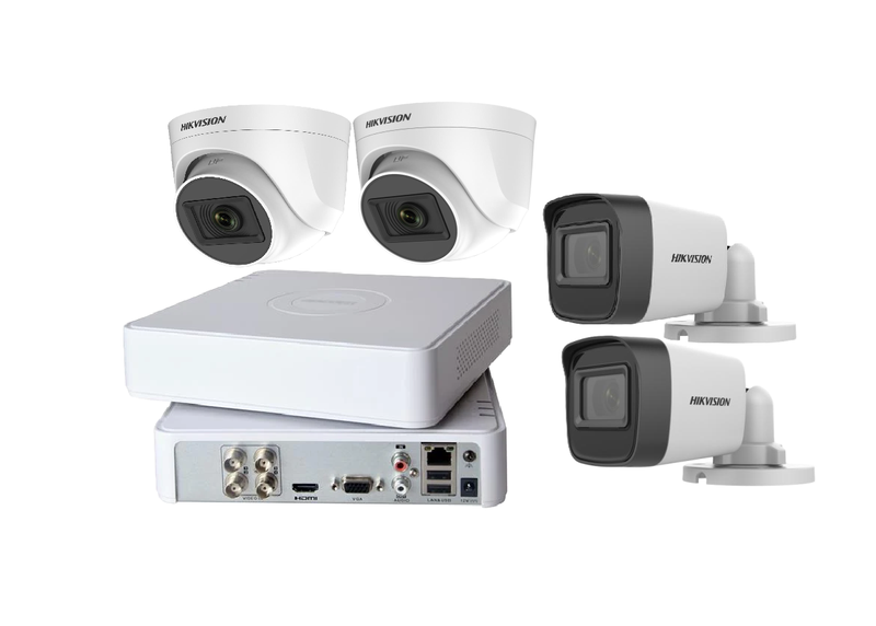 Hikvision | 4CH DVR + 2 x Bullet Cameras + 2 x Dome Cameras| SBR Bundle