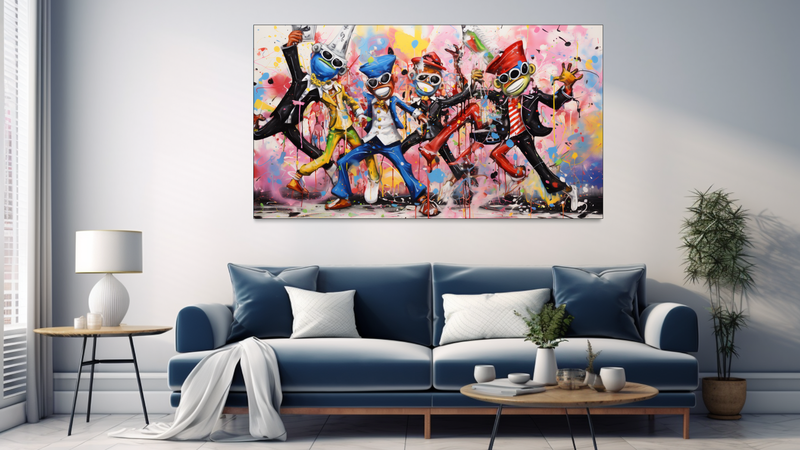 Canvas Wall Art - Playful Characters Abstract - BK0316