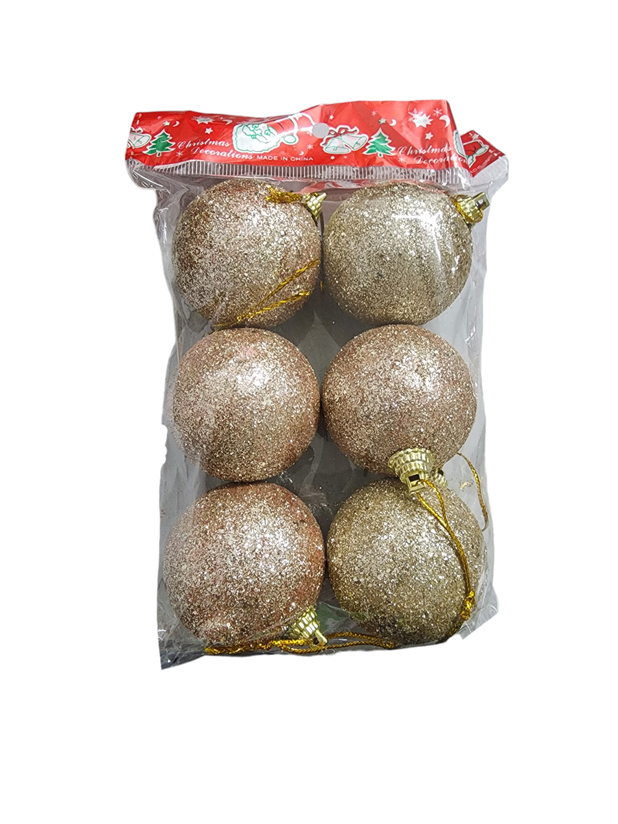 Christmas tree glitter baubles (6 pack)