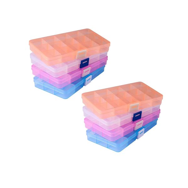 8Piece Small Bead Organizer Box 15 Girds Jewelry Organizer Box For Crafts