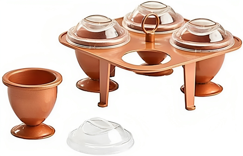 Copper Egg Poacher Maker Non-Stick Cup Boiler - 5 Piece Set