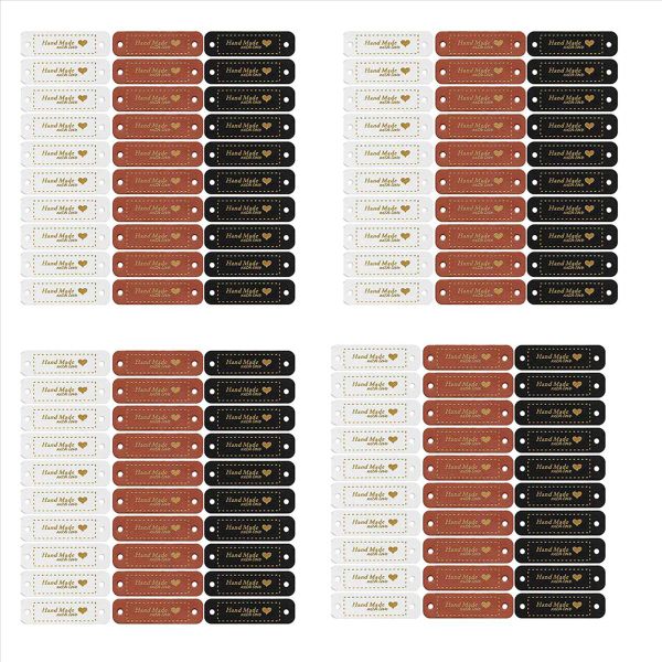60Pcs Handmade Pu Leather Tags Faux Leather Sew On Labels