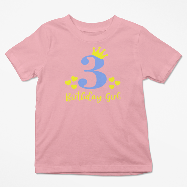 3 Years Old Birthday Girl Pink Kids T-Shirt