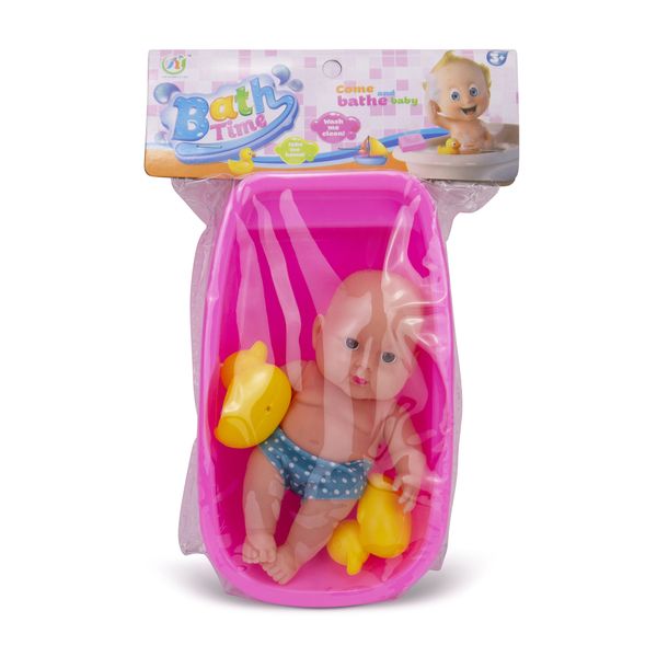 Children’s Toy - Baby Doll - Bath Set - Yellow Ducks - Pink