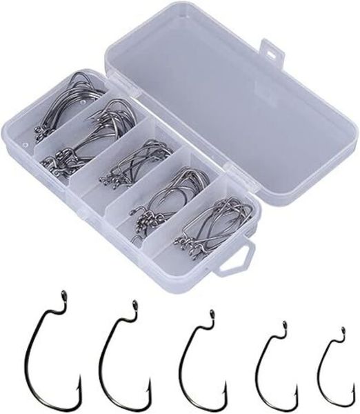 Bass Fishing Hooks Assorted Sizes 50 Pieces