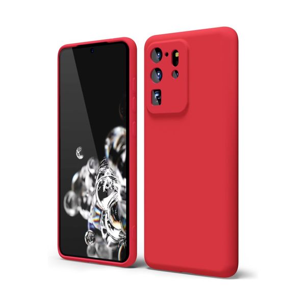Soft Protective Silicone Back Case Compatible with Samsung S20 Ultra-Red
