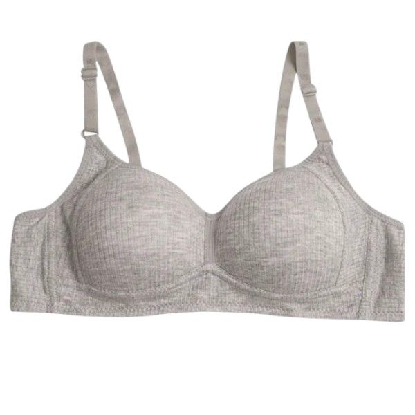 Lightly Padded Wireless Cotton Bra - Dark Grey