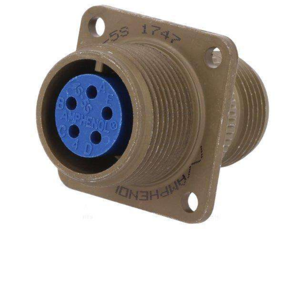 XY3100A-14S-5S: MIL-DTL-5015 Square Flange Receptacle, 5-Pole