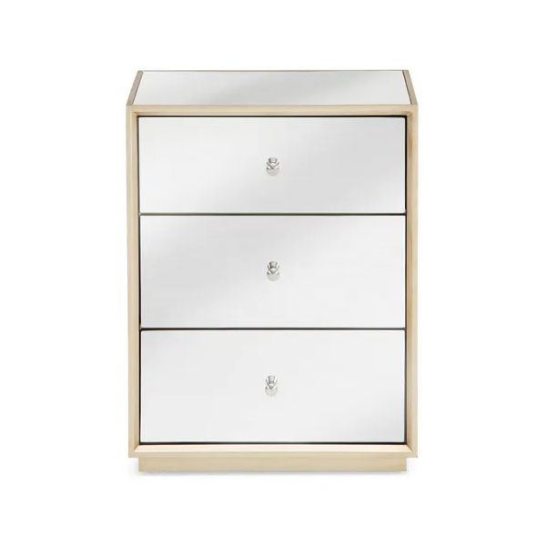 Champagne Mirrored Bedside Table 3 Draws SHI683D Shop Today. Get