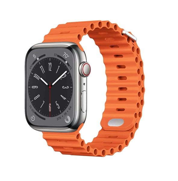 Waterproof Ocean Style Silicone Watch Band For Apple - Orange