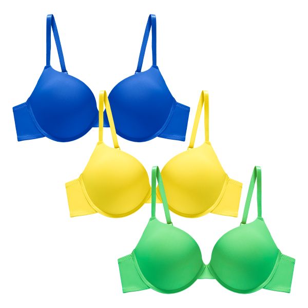 Luxe 3-Piece Sculpted Push-Up Bra Set - Vibrant Tri-Tone Collection