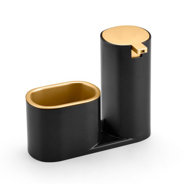 Arthi Black-Gold Plastic Freestanding Soap Dispenser
