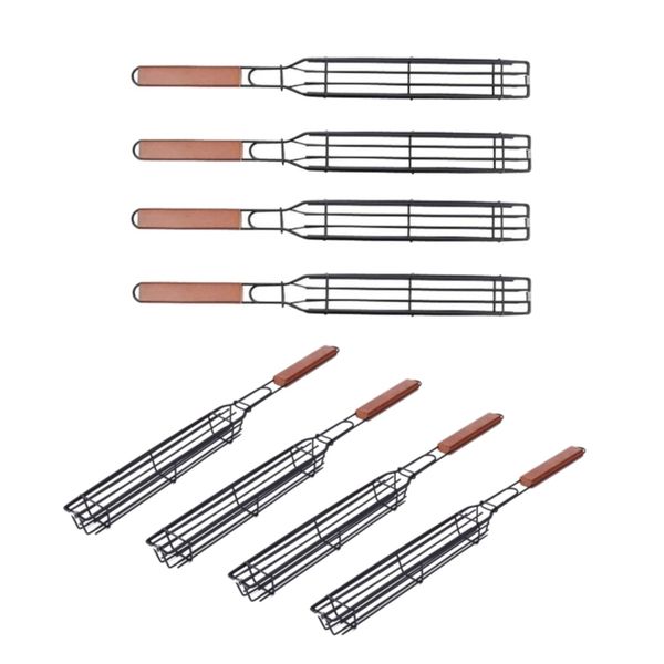 Camping Braai BBQ Shish Kabob Net Grilling Basket - Set of 8