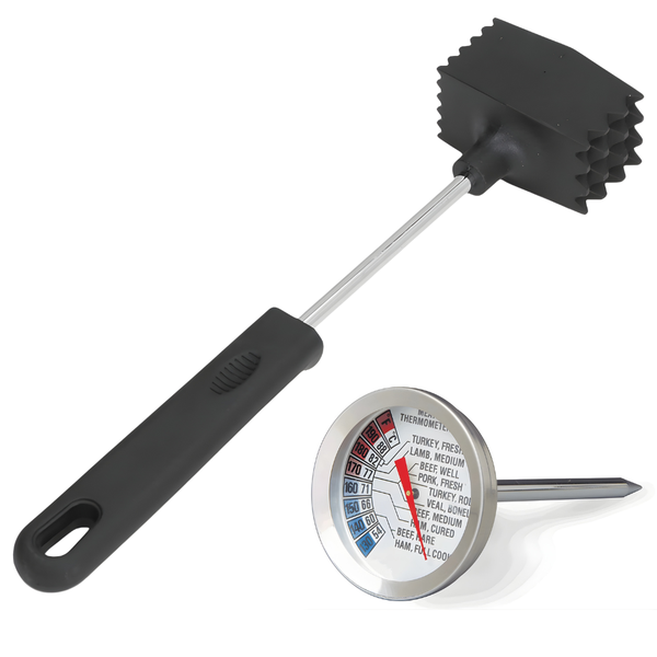2-Piece Meat Tenderizer Hammer &amp; Cooking Thermometer Set