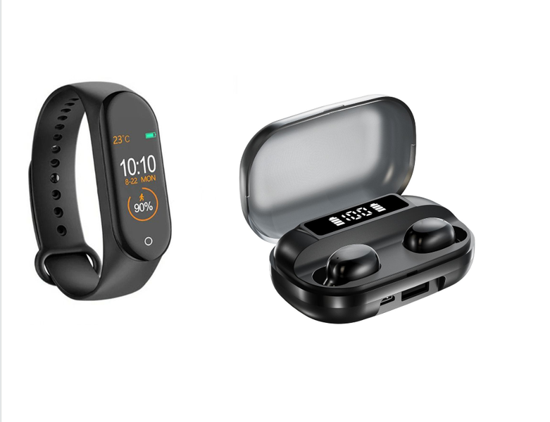 M4 pro smart Band &amp; Wireless Bluetooth Earphones In-Ear - Earbuds with LED