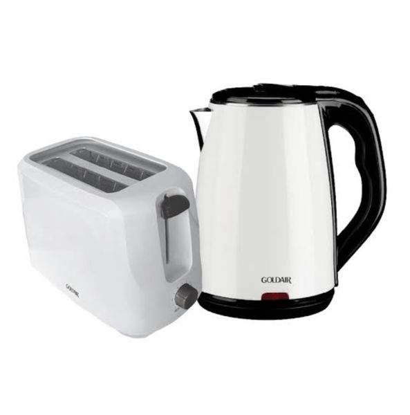 Goldair Breakfast Set -1.7L Stainless Steel Kettle &amp; 2 Slice Toaster