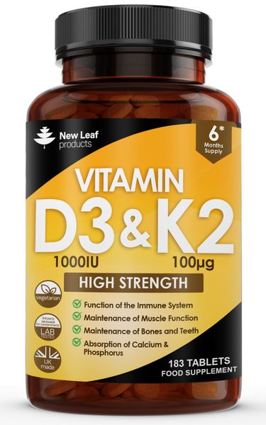 Vitamin D3 &amp; K2 Tablets 6 Months Supply