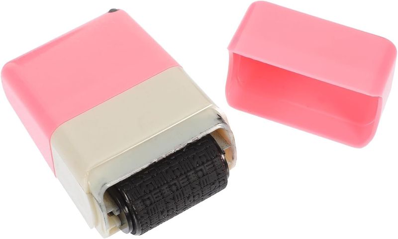 Confidential Privacy Seal Roller Stamp with Blade Cutter, Portable