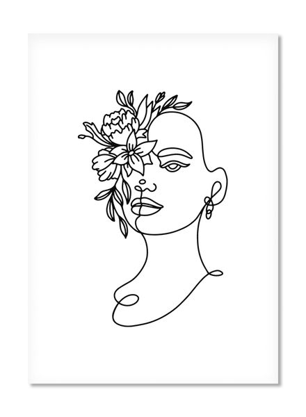 Wall Art - Abstract Face with Flowers
