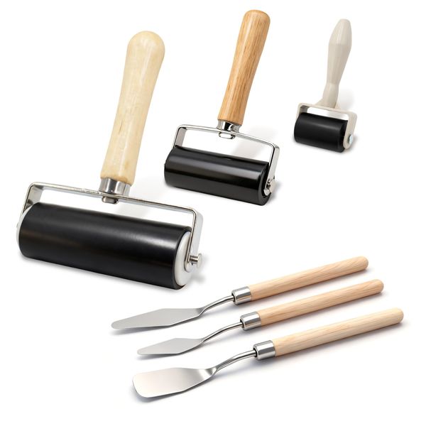 3 Types of Rubber Rollers and 3 Scrapers